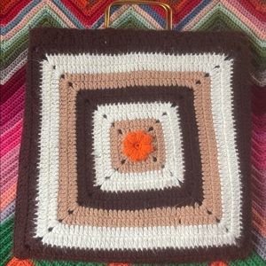 Vintage knit vinyl record bag!